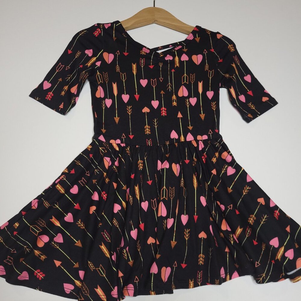 DotDotSmile Size 2t Ballerina Dress - Black with hearts and Arrows